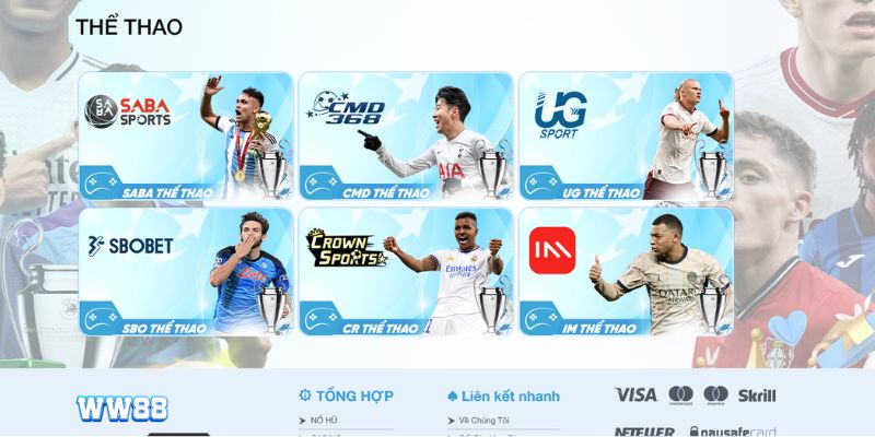 Nhiều sảnh chơi chất lượng tại mục thể thao